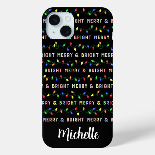 Merry and Bright Multi Christmas Lights iPhone 15 Plus Case