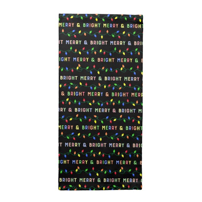 Merry and Bright Multi Christmas Lights Cloth Napkin (Half Fold)