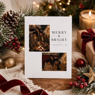 Merry and Bright Multi Photo Christmas Holiday Card
