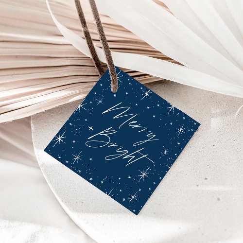 Merry and Bright Navy Blue Christmas Favor Tags