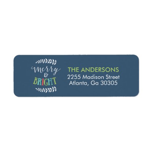 Merry and Bright Navy Blue Return Address Labels