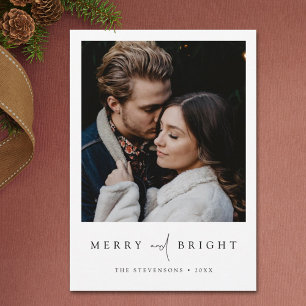 Merry and Bright Newlyweds Photo Christmas Card
