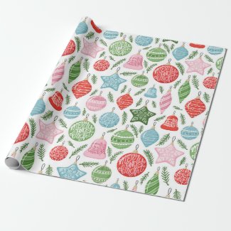 Merry and Bright Ornaments Christmas Gift Wrapping Wrapping Paper