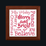 Merry and Bright Other Merry Christmas Sayings Red Gift Box<br><div class="desc">Fun,  festive and decorative design with 7 of your favorite Christmas sayings in customizable red typography</div>