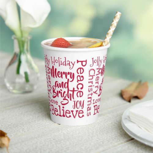 Merry and Bright Other Merry Christmas Sayings Red Paper Cups