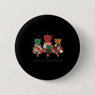 Merry And Bright Patchwork Christmas Tree Vintage Button