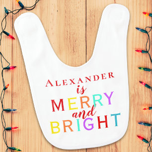 Merry and Bright Personalized Christmas Baby Bib