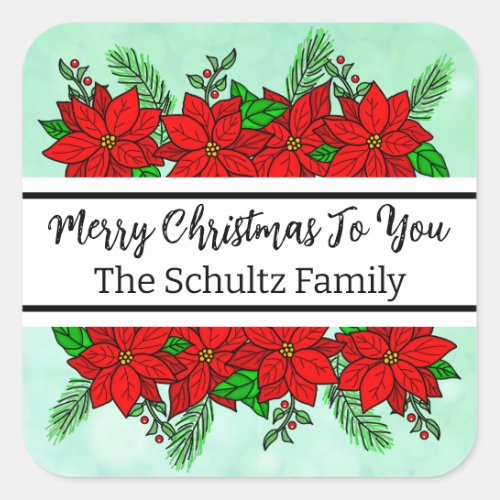 Merry and Bright Personalized Christmas    Square Sticker