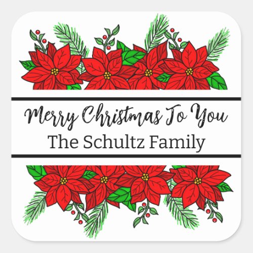 Merry and Bright Personalized Christmas Square Sticker
