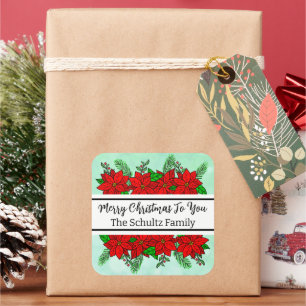 Merry and Bright Personalized Christmas Square Sticker