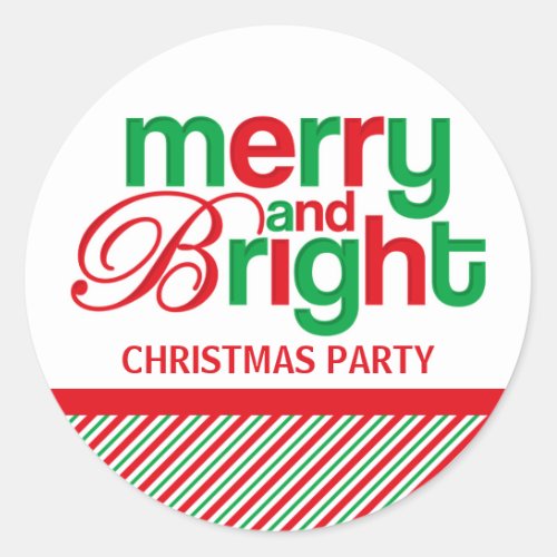 Merry And Bright Personalized Classic Round Sticker