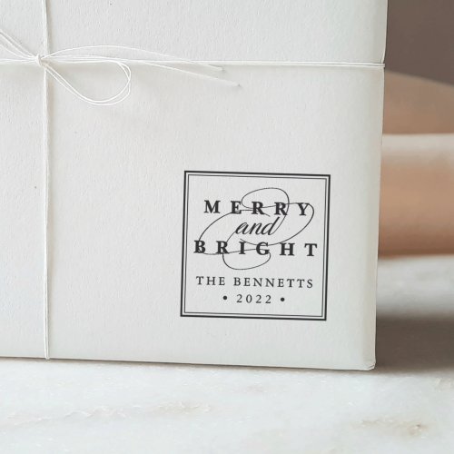 Merry and Bright  Personalized Holiday Self_inking Stamp