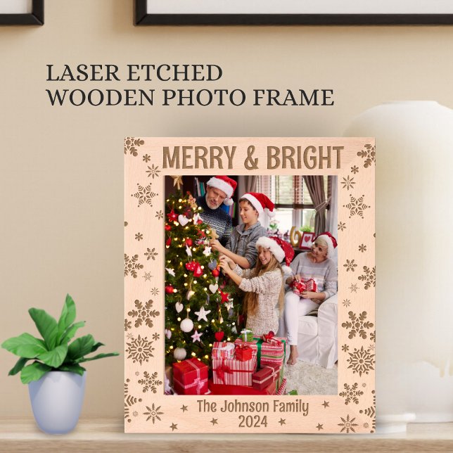 Merry and Bright Personalized Holidays Gifts Photo Engraved Frames (Creator Uploaded)