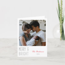 Merry and Bright personalized photo Christmas Card