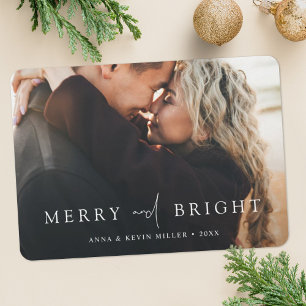 Merry and Bright Personalized Photo Christmas Holiday Card