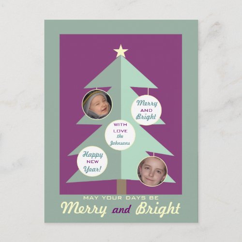 Merry and Bright Personalized Photo Postcards