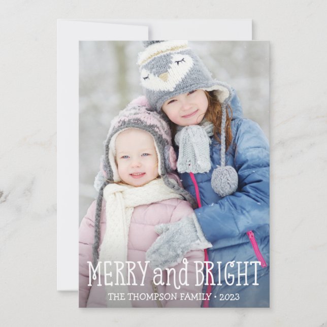 Merry and Bright Photo Christmas Cards (Front)
