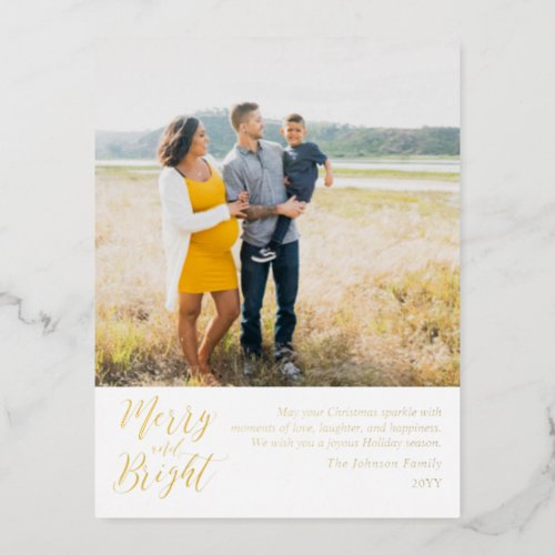 Merry and Bright Photo Christmas Foil Holiday Post