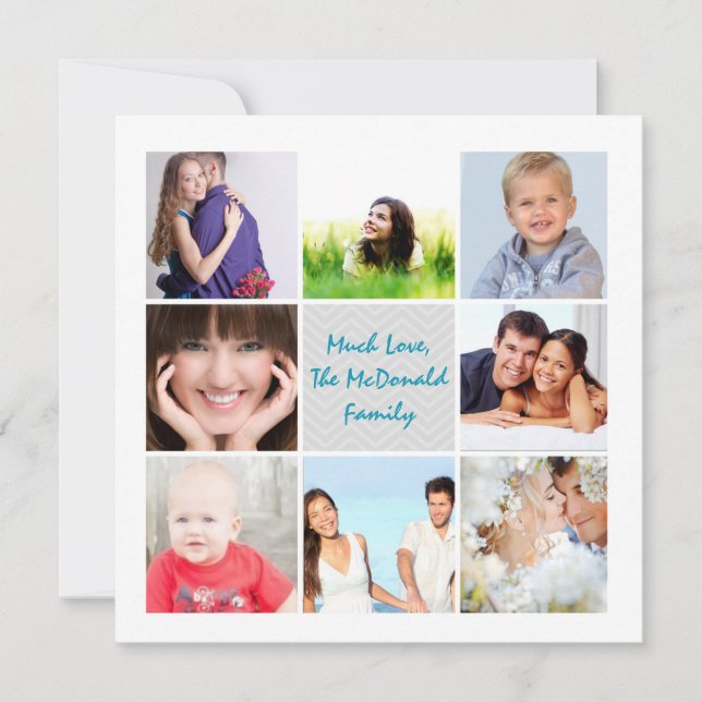 Merry and Bright Photo Collage Holiday Cards (Front)