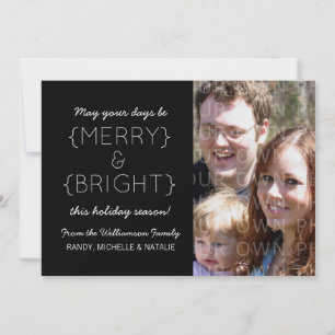 Merry and Bright Photo Flat Card, Black Holiday Card