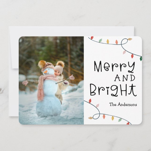 Merry and Bright Photo Foil Holiday Card (Front)