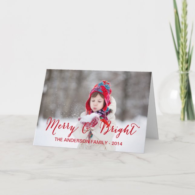 Merry and Bright Photo Holiday Greeting Card (Front)