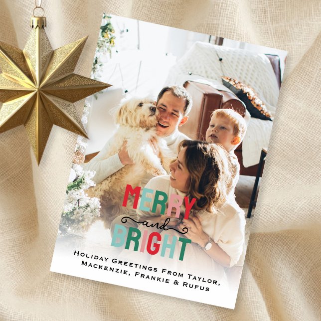 Merry and Bright Photo Personalized Holiday Card (Merry and Bright Photo Personalized Holiday Card
by Ricaso. Add your own photograph and text)