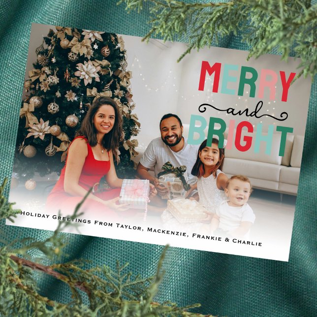 Merry and Bright Photo Personalized Holiday Card (Merry and Bright Photo Personalized Holiday Card
by Ricaso. Add own photograph and text message)