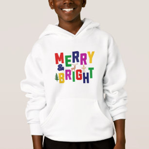 Merry and Bright Pine Tree Reindeer Snowman  Hoodie
