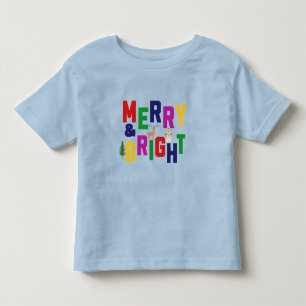 Merry and Bright Pine Tree Reindeer Snowman Toddler T-shirt