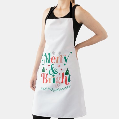 Merry And Bright Pine Tree Snowflakes Apron