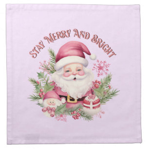 Merry and Bright - Pink Santa Cloth Napkin