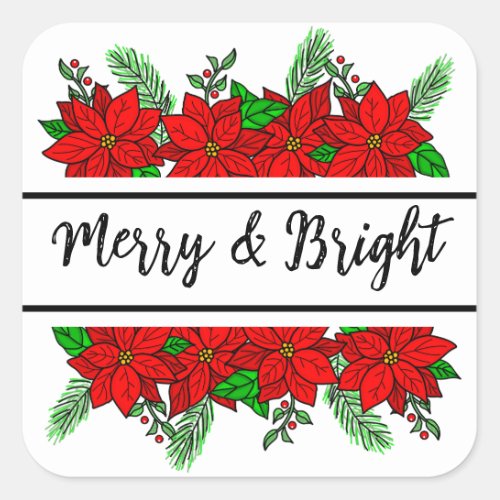 Merry and Bright  Pretty Christmas   Square Sticker