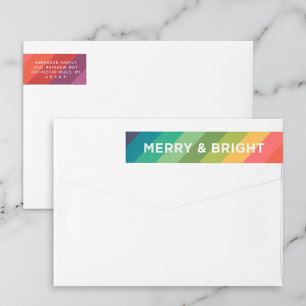 Merry and Bright Rainbow Christmas Wrap Around Label