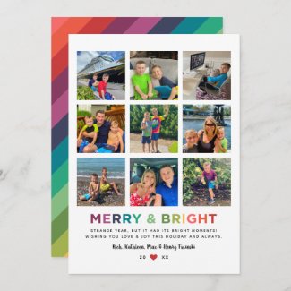Merry and Bright Rainbow Photo Collage 2020 Holiday Card