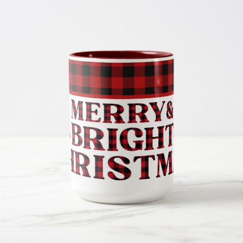 Merry And Bright Red Buffalo Christmas  Two_Tone Coffee Mug