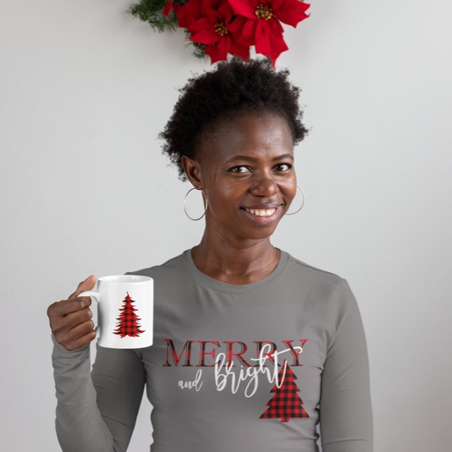 Merry And Bright Red Buffalo Plaid Tree T-Shirt (Creator Uploaded)