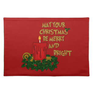 Merry and Bright Red Christmas Candle Placemat