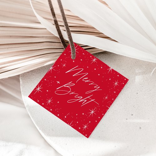 Merry and Bright Red Christmas Favor Tags