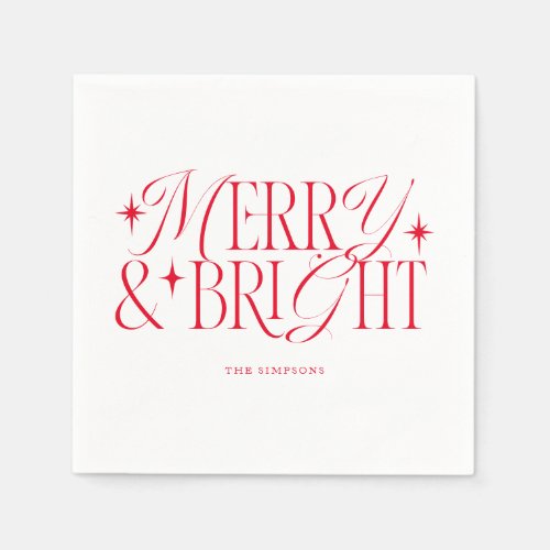 Merry and Bright Red Christmas Party Napkins