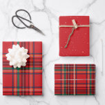 Merry and bright red Christmas plaid holiday stars Wrapping Paper Sheets<br><div class="desc">A bold modern take on a classic holiday plaid makes this wrapping paper set perfect way for both traditional and unconventional gift givers. The merry and bright red with checks of gold, blue, green and white is chic and stylish. Also includes a coordinating sheet dotted with stars. Will look fantastic...</div>