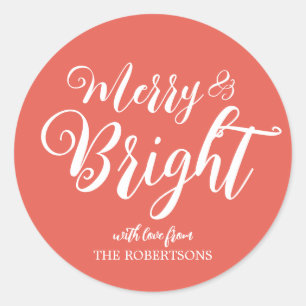 Merry and Bright Red Christmas Sticker
