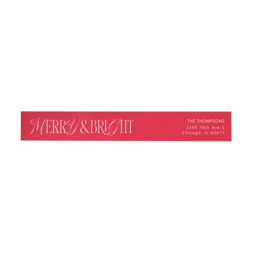 Merry and Bright Red Christmas Wrap Around Label
