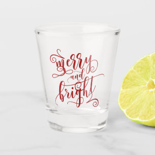 Merry and Bright Red Decorative Text Shot Glass