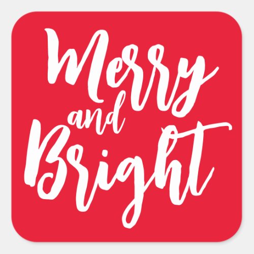Merry and Bright Red Modern Script Sticker