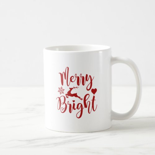 Merry and Bright Red Reindeer Festive Coffee Mug