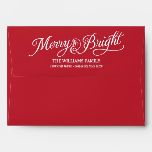 Merry and Bright Red Script Holiday Mailing Envelope