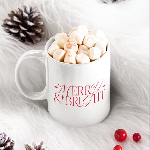 Merry and Bright Red Star Giant Coffee Mug