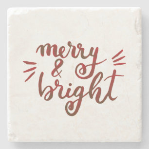 Merry and bright - red stone coaster