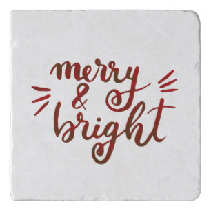 Merry and bright - red trivet